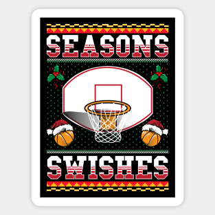 Christmas Basketball Seasons Swishes Ugly Sweater Pattern Magnet